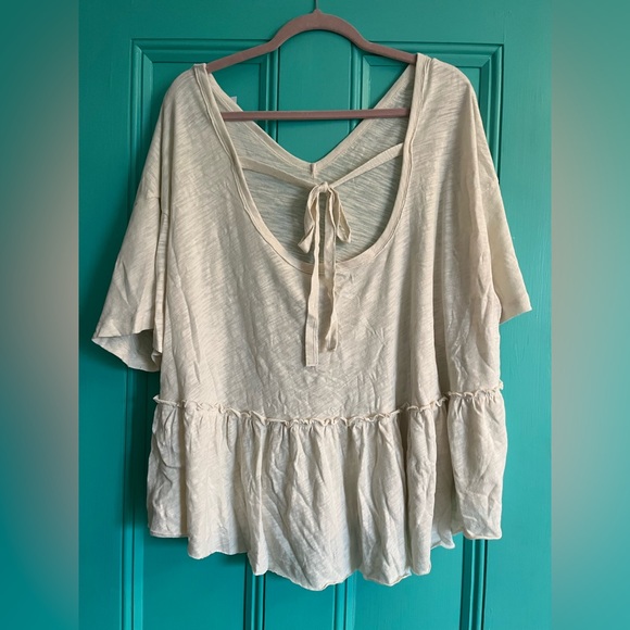 american eagle cream peplum blouse - Picture 2 of 3